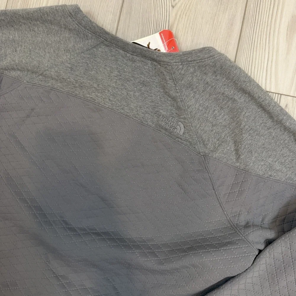 NWT The North Face Womens‎ Large Recover-Up Crew Sweater Sweatshirt Gray Quilted